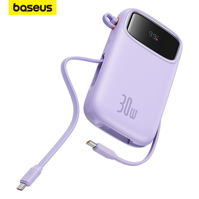 Baseus Qpow 2 Digital Display Fast-Charging Power Bank with 2 Built-in Type-C Cable 10000mAh 30W