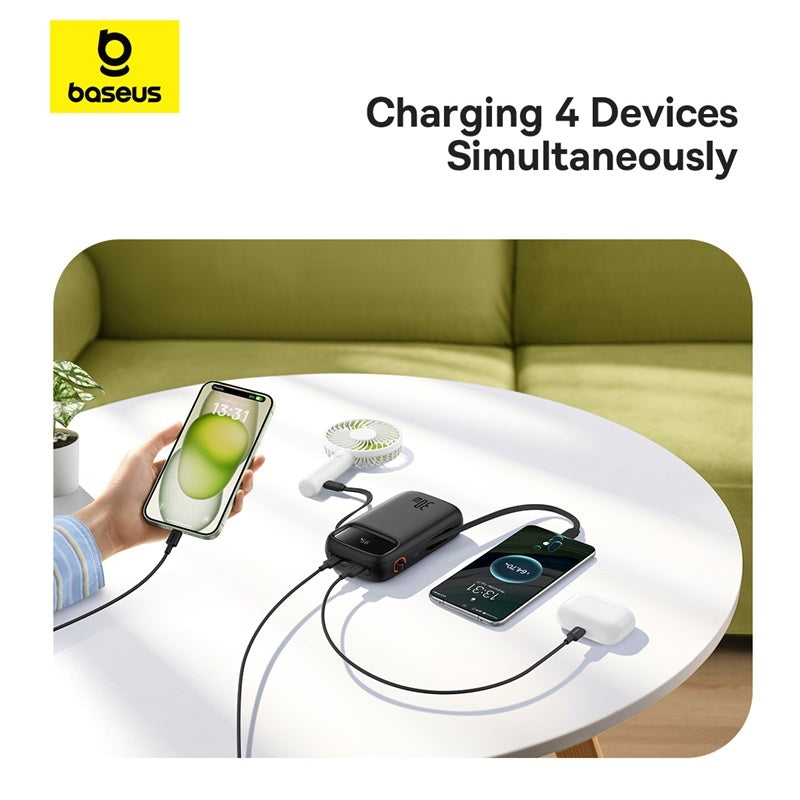 Baseus Qpow 2 Digital Display Fast-Charging Power Bank with 2 Built-in Type-C Cable 10000mAh 30W