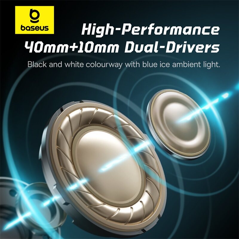 Baseus GoPlay 1+ Max Gaming Wired Headphones7.1 Virtual Surround Sound High SNR for Crisp Audio 40mm+10mm Dual Large Drivers