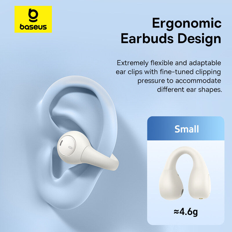 Baseus AirGo AS01 Clip On Open-Ear Bluetooth Wireless Earbuds With Dual ENC Mics Ultra-Lightweight Earphone
