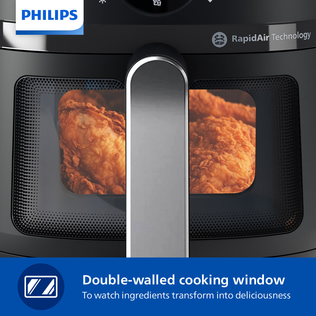 Philips NA231/09 | 13-in-1 Airfryer | 6.2L Capacity | RapidAir Tech - Deliciously Crisp | 13 Cooking Modes: Frill, Grill, Bake... ++ | See-Thru Window | Up to 90% Less Fat | Touch Screen | Even Cookin