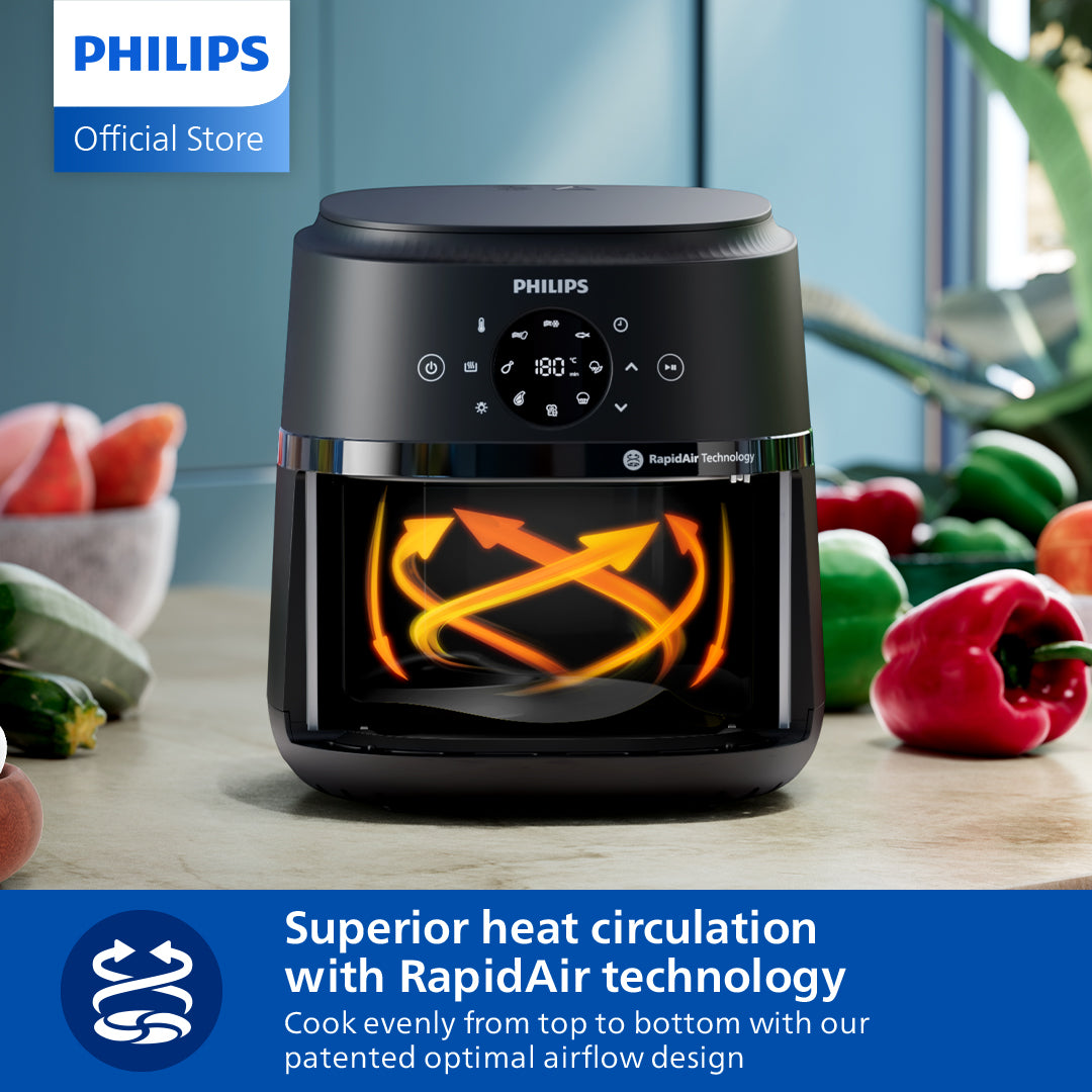 Philips NA231/09 | 13-in-1 Airfryer | 6.2L Capacity | RapidAir Tech - Deliciously Crisp | 13 Cooking Modes: Frill, Grill, Bake... ++ | See-Thru Window | Up to 90% Less Fat | Touch Screen | Even Cookin