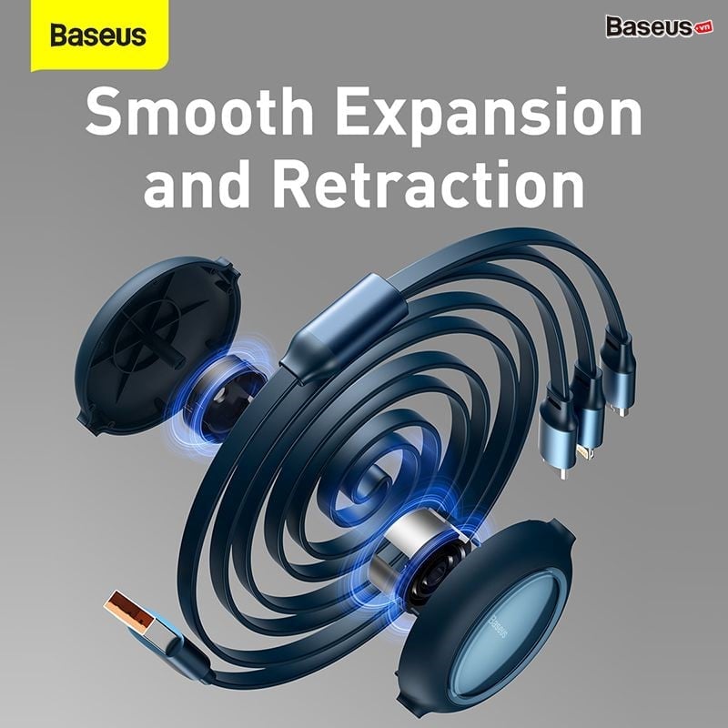 Baseus 3 in 1 Retractable 100W Fast Charging Data Cable For iPhone 14 Pro Max 13 12 11 X XR iPad Type C to Lightning Micro USB C Cable for Samsung S23 S22 Xiaomi Fast Charger Cable