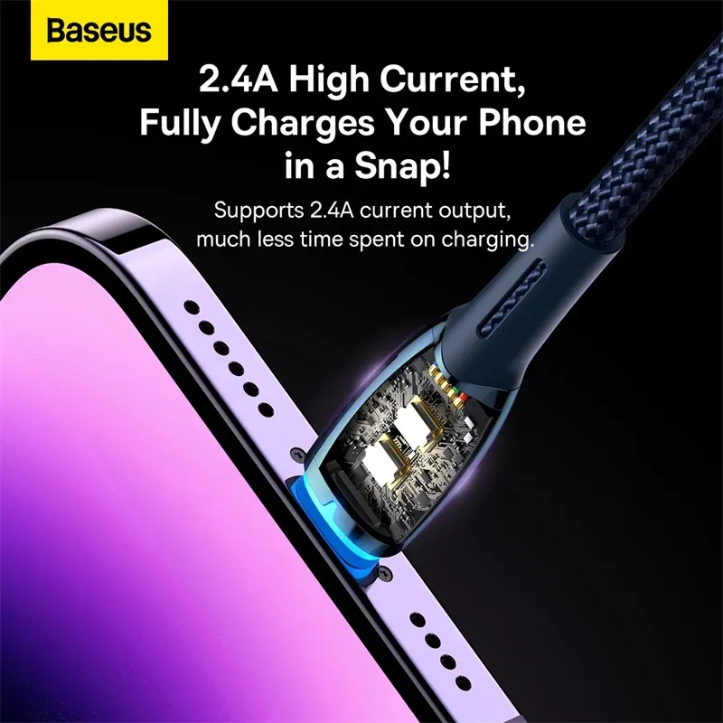 Baseus Glimmer Series Fast Charging Data Cable USB to iP 2.4A 1m/2m