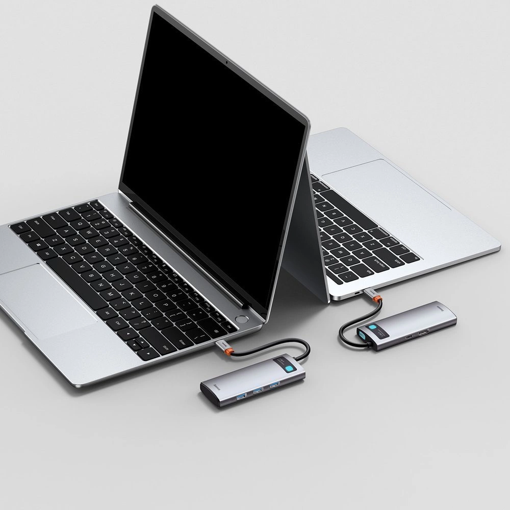 Baseus Metal Gleam Series 5-in-1 Multifunctional Type-C HUB Docking Station Gray(Type-C to HDMI*1+USB3.0*3+PD*1)