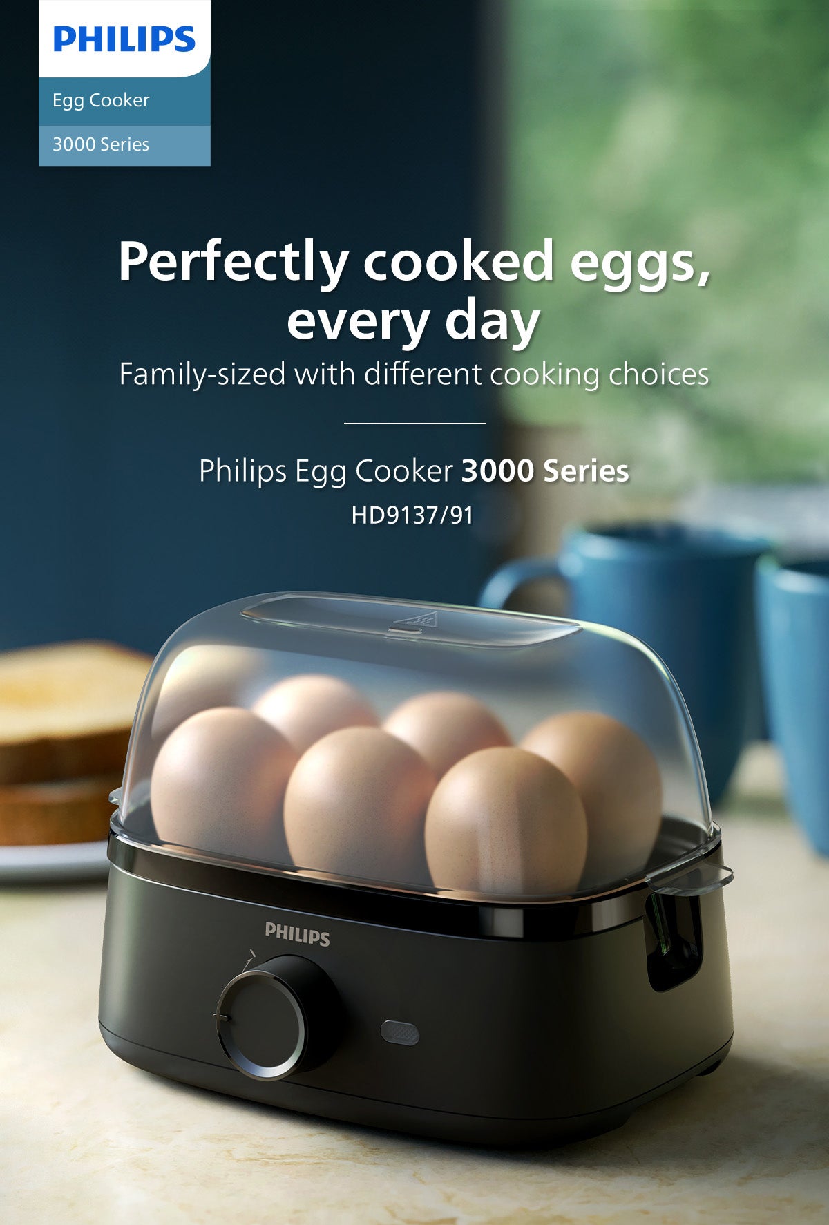 PHILIPS Electric Egg Cooker 3000 Series HD9137/91