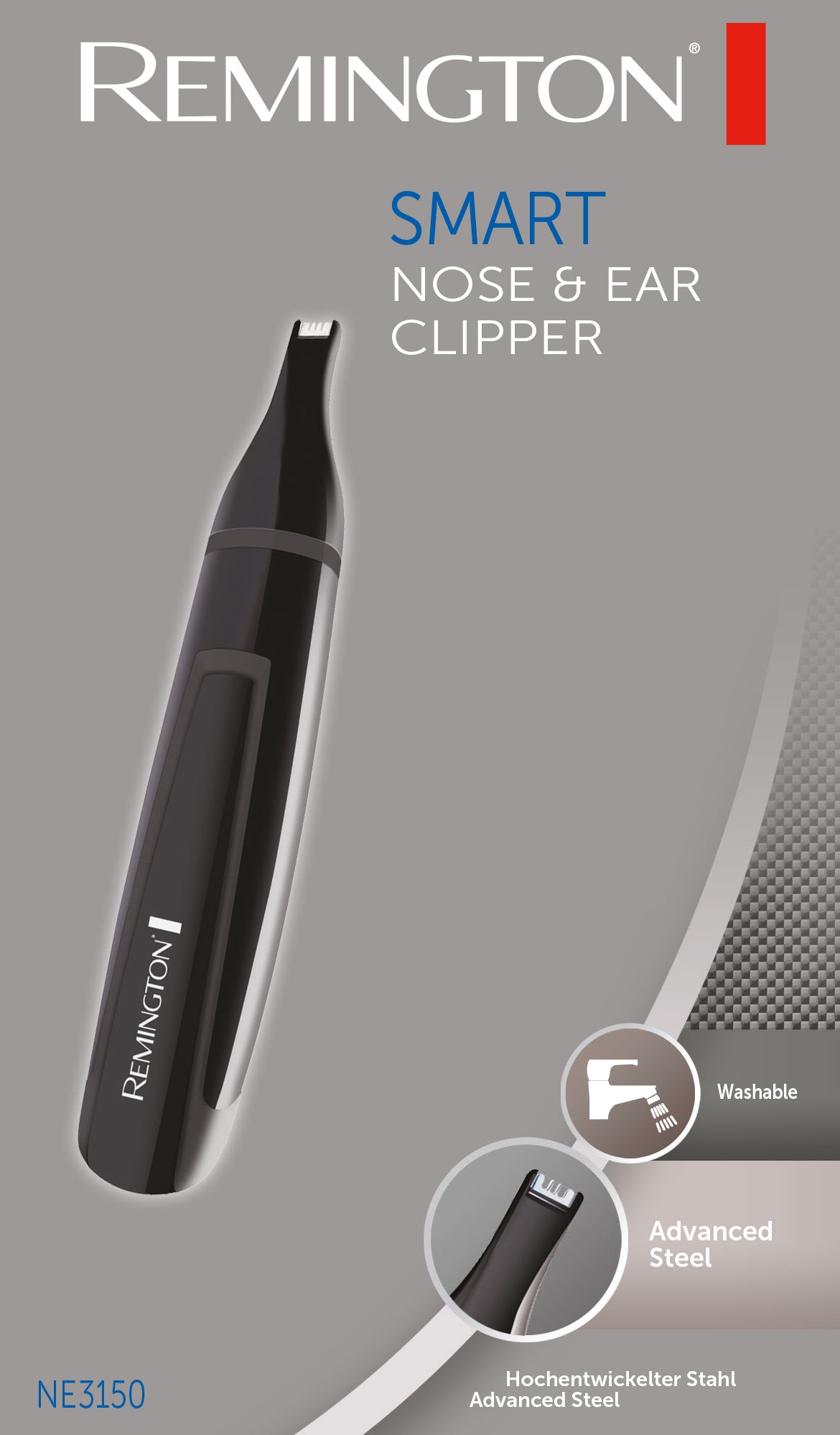 Remington NE3150 Smart Nose, Ear and Eyebrow Clipper | Advanced Steel Blades | Washable | Battery Operated