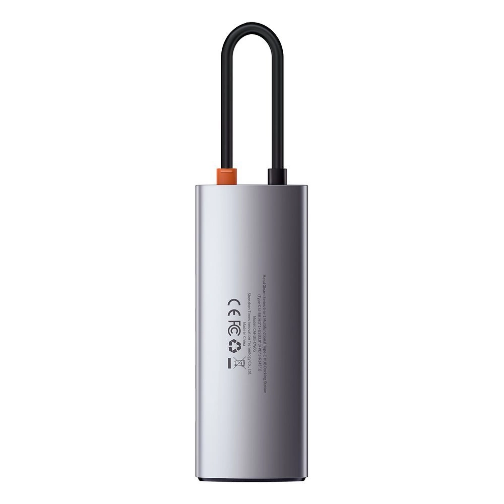 Baseus Metal Gleam Series 5-in-1 Multifunctional Type-C HUB Docking Station Gray(Type-C to HDMI*1+USB3.0*3+PD*1)