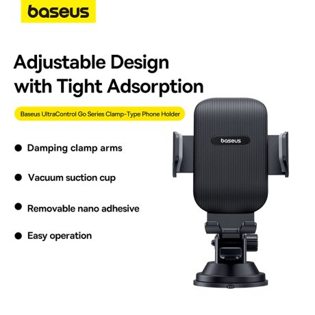 Baseus UltraControl Go Series Clamp-Type Phone Holder (Suction Cup Version) Cluster Black