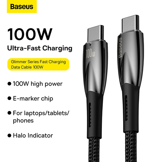 Baseus Glimmer Series Fast Charging Data Cable Type-C to Type-C 100W 1m/2m