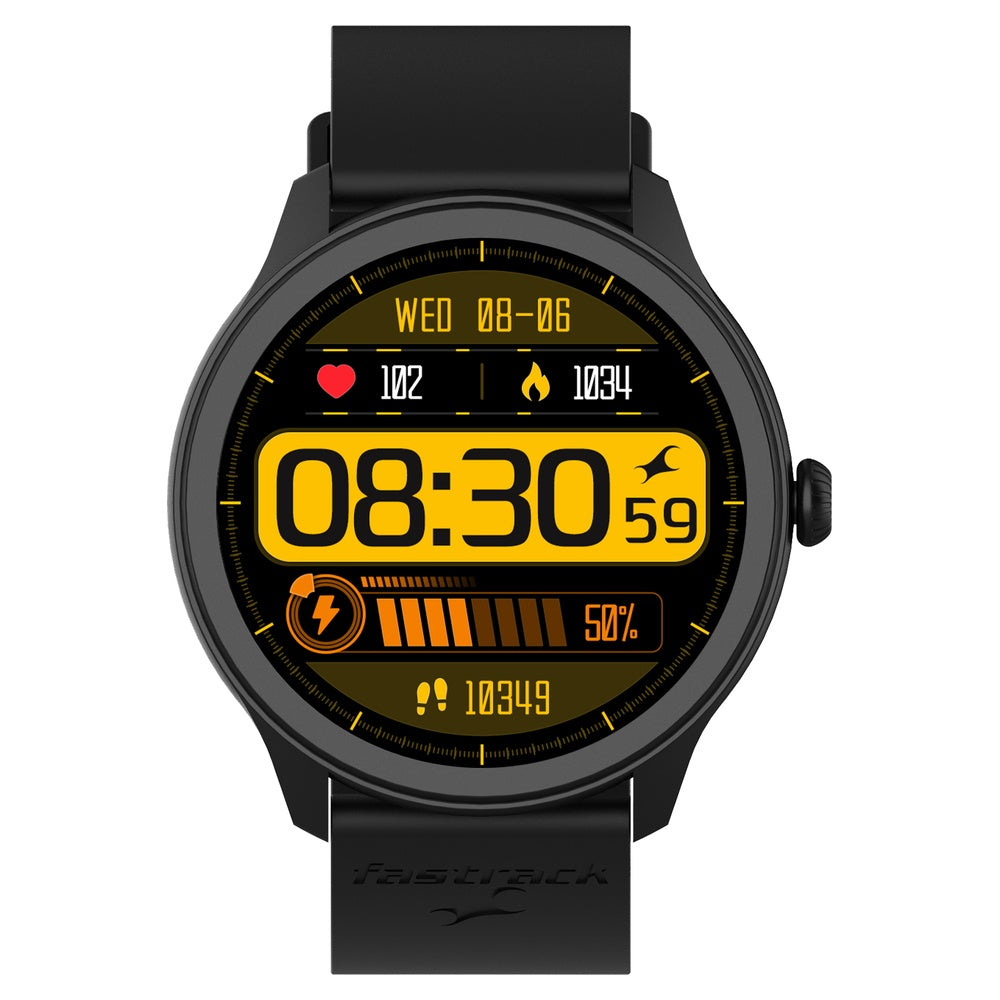 Fastrack Reflex Invoke Smartwatch Black: BT Calling, Advanced Chipset, Breathing Rate, IP68