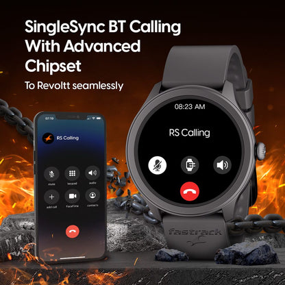 Fastrack Reflex Invoke Smartwatch Black: BT Calling, Advanced Chipset, Breathing Rate, IP68