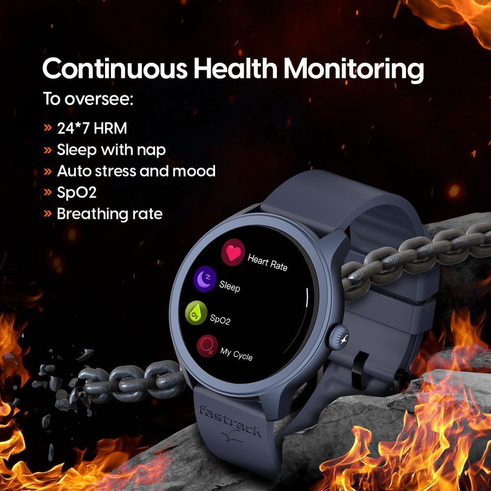 Fastrack Reflex Invoke Smartwatch Black: BT Calling, Advanced Chipset, Breathing Rate, IP68