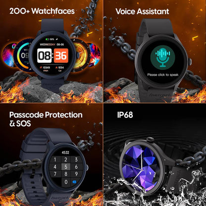 Fastrack Reflex Invoke Smartwatch Black: BT Calling, Advanced Chipset, Breathing Rate, IP68