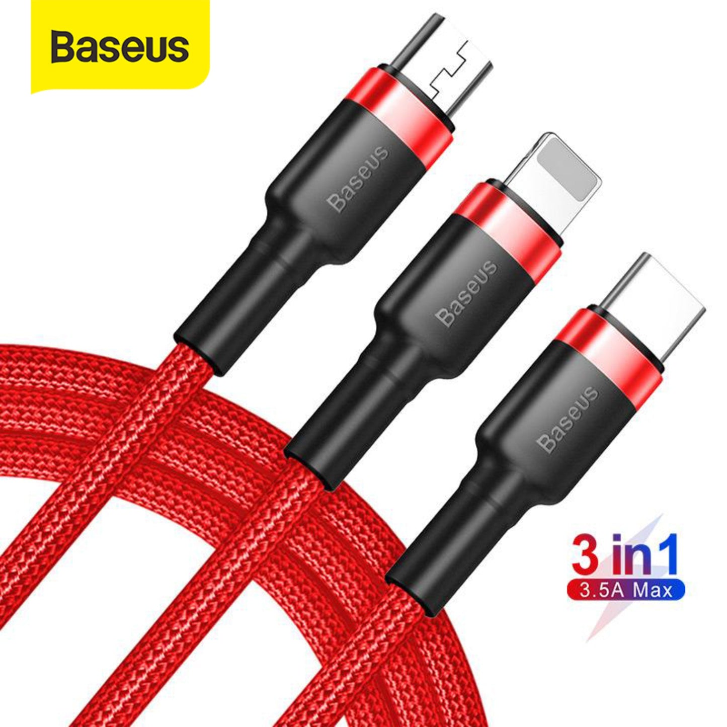 Baseus 3 in 1 USB Cable For iPhone 14 13 12 11 XR X Xs Max Multi Fast Charging USB Type C Cable For HuaWei Mate 40 Samsung S20 S10 Xiaomi Vivo Micro USB Data Cable