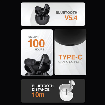 Just Corseca Spectre Wireless Earbuds : ANC | ENC | Quad Mike | Soft Touch (White)