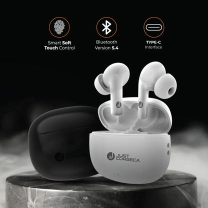Just Corseca Skiepods in-Ear Truly Wireless Earbuds with 45H of Playtime, Quad Mic with ENC