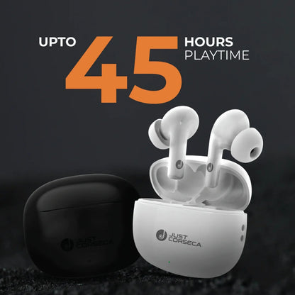 Just Corseca Skiepods in-Ear Truly Wireless Earbuds with 45H of Playtime, Quad Mic with ENC