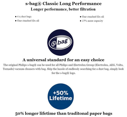 PHILIPS S-Bag Vacuum Cleaner Bags - FC8021/03 - Longer performance, better filtration