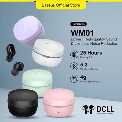 Baseus WM01 TWS Wireless Earbuds Bluetooth 5.3 Earphones Smart Noise Canceling Mini In-ear Headset for iphone Huawei Xiaomi Samsung Vivo Oppo