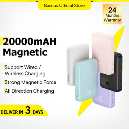 Baseus 10000mAh PD 20W Power Bank USB Type C Mini Magnetic Wireless Charge with Auto-wake Powerbank For iPhone 16 15 14 Pro Max