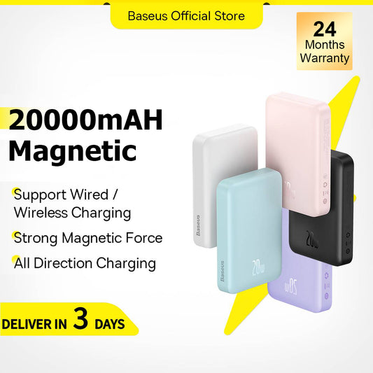 Baseus 10000mAh PD 20W Power Bank USB Type C Mini Magnetic Wireless Charge with Auto-wake Powerbank For iPhone 16 15 14 Pro Max