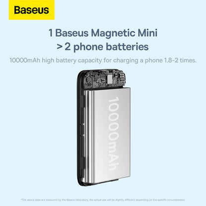 Baseus 10000mAh PD 20W Power Bank USB Type C Mini Magnetic Wireless Charge with Auto-wake Powerbank For iPhone 16 15 14 Pro Max