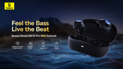 Baseus Bowie MA10 Pro Wireless IPX6 Waterproof Bluetooth Earphone With Active Noise Cancellation Super Long Battery Life Wireless Earbuds Premium Sound With 4 ENC Mics