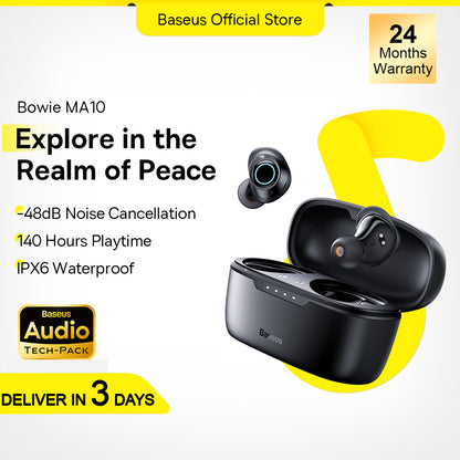 Baseus MA10 Wireless Earbuds Bluetooth 5.3 Bluetooth Earpiece Earphone CVC 48dB Noise Cancelling Earbuds Touch Control IP6 Dustproof and Waterproof