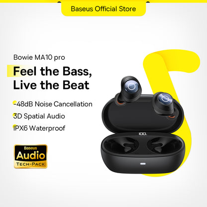 Baseus Bowie MA10 Pro Wireless IPX6 Waterproof Bluetooth Earphone With Active Noise Cancellation Super Long Battery Life Wireless Earbuds Premium Sound With 4 ENC Mics