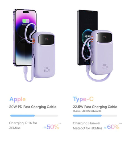 Baseus Power Bank 20000mAh/10000mAh PD 22.5W 20W Fast Charging Powerbank Dual-Cable Digital Display 4 Ports