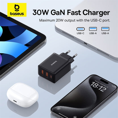 Baseus 30W PD Fast Charging USB Type C Charger For iPhone 12 Pro Max 11 Mini 8 Plus