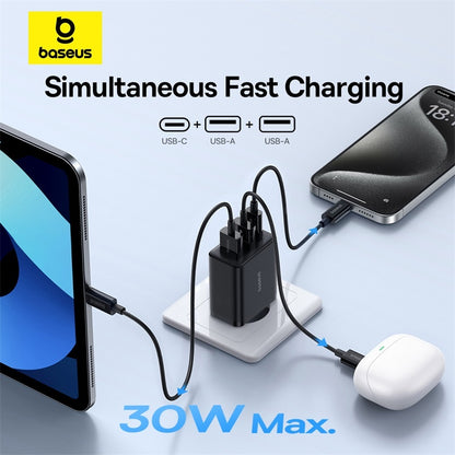 Baseus 30W PD Fast Charging USB Type C Charger For iPhone 12 Pro Max 11 Mini 8 Plus