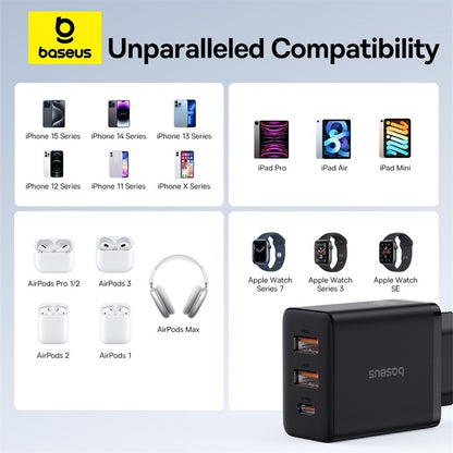 Baseus 30W PD Fast Charging USB Type C Charger For iPhone 12 Pro Max 11 Mini 8 Plus