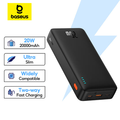 Baseus Airpow 20W Power Bank 20000mAh Fast Charge Powerbank for iPhone 15/14/13/12 Xiaomi