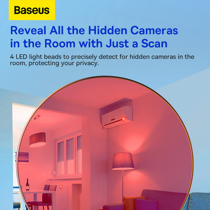 Baseus Mini Camera Detector Hidden Camera Portable Pinhole Hidden Lens Detect Gadget Anti-Peeping Detector With USB Cable For Travel Hotel