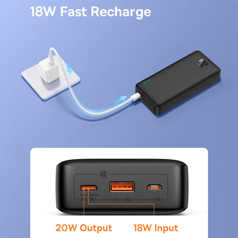 Baseus Airpow 20W Power Bank 20000mAh Fast Charge Powerbank for iPhone 15/14/13/12 Xiaomi
