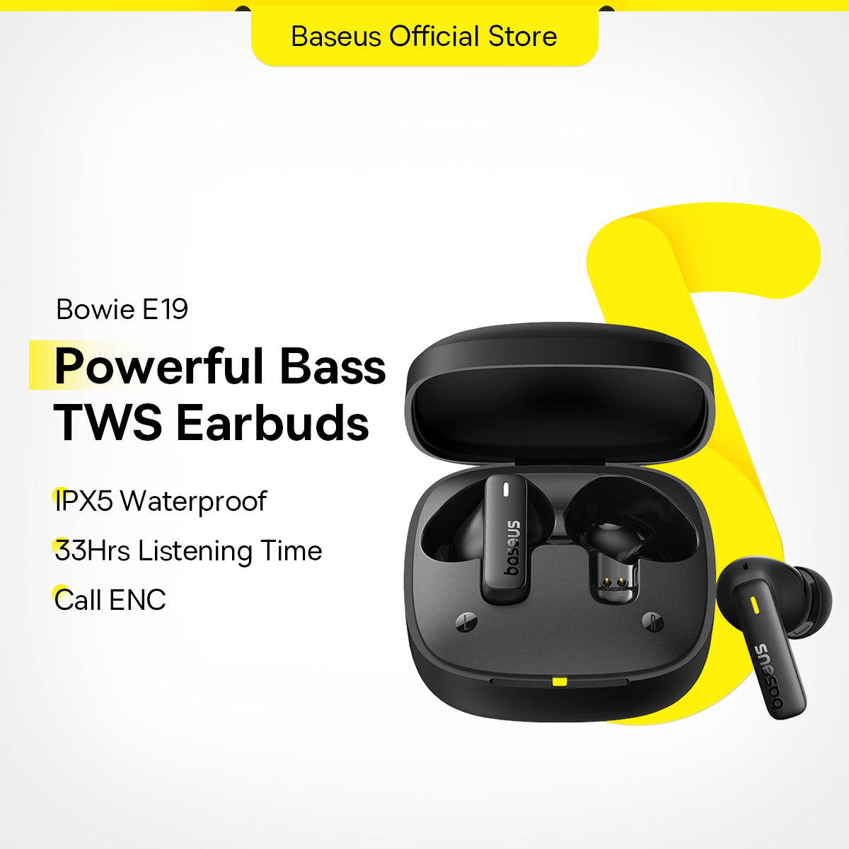 Baseus Bowie E19 Wireless IPX5 Waterproof Bluetooth Earphone With 2 ENC Mics Earbuds Strong Bass Earbuds Wireless Sport 33h Music Time