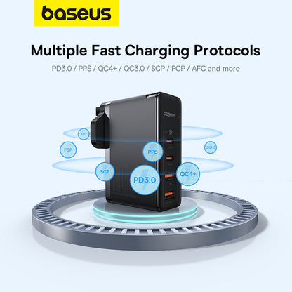 Baseus 100W GaN5 Pro 4-Port Fast Charger 2C+2U Charger for Phone Laptop Adapter Plug Travel Charger【Free 1M Type-C Cable】