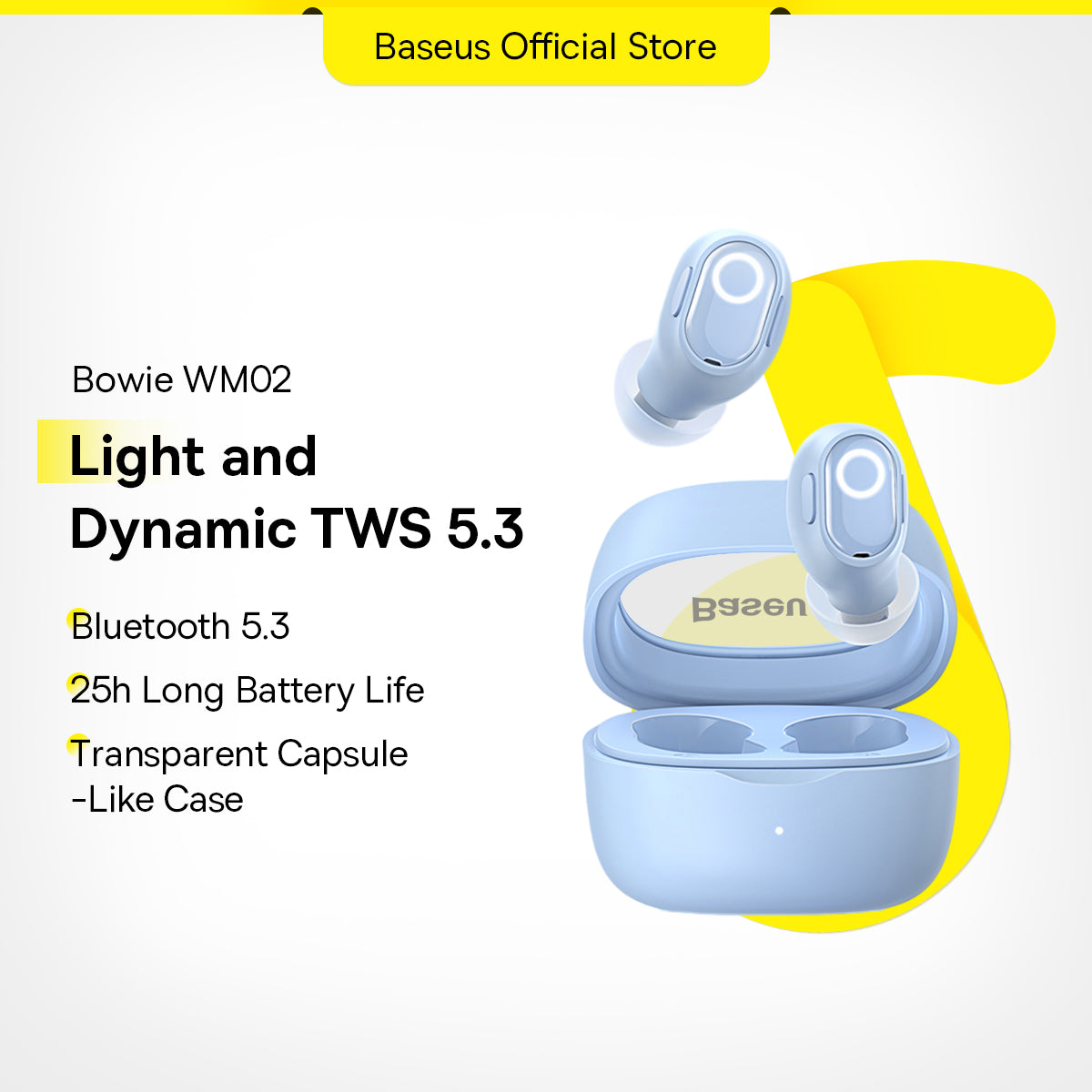 Baseus WM02 TWS Earbuds Bluetooth 5.3 Wireless Earphones with Mic Support Location APP