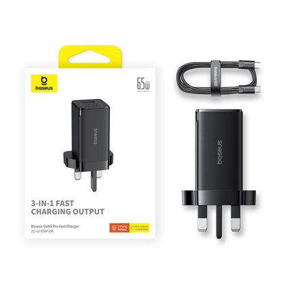 Baseus 65W GaN5 Pro Fast Charger PD3.0 QC4.0 USB C Quick Charger 3 Type C 1 USB A Charger For iPhone 14 13 Pro Max 12 11 Laptop Sumsung Huawei Tablet【Free 1M Type-C Cable】