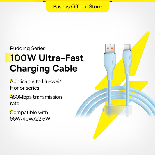 Baseus 100W USB to Type C Cable Charger 6A 3.0 QC Charge Fast Charging 480 Gbps Data Transfer for Samsung S23 Huawei Realme Xiaomi Laptop Android