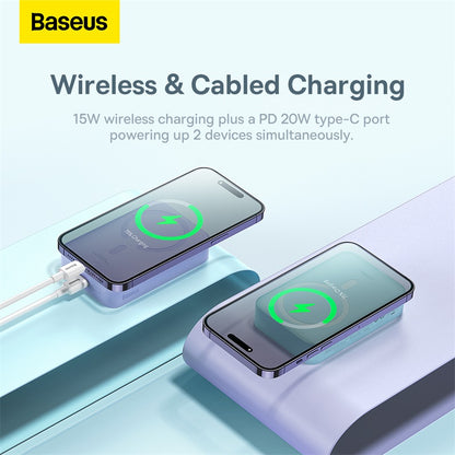 Baseus 20W Power Bank 20000mAh Mini Magnetic Wireless Charge with Auto-wake