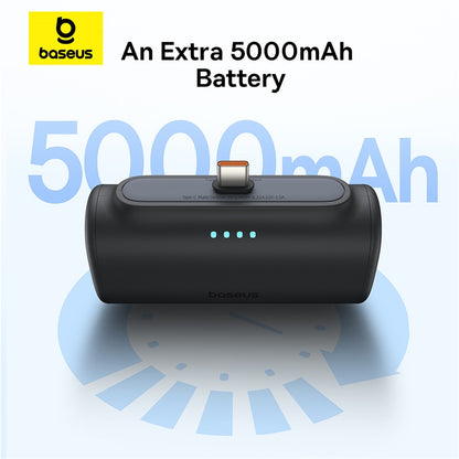 Baseus Fast Charging Power Bank with Built-in USB-C 5000mAh Portable Charger 20W for iPhone 15/15 Plus/15 Pro/15 Pro Max Sansung S22 and more
