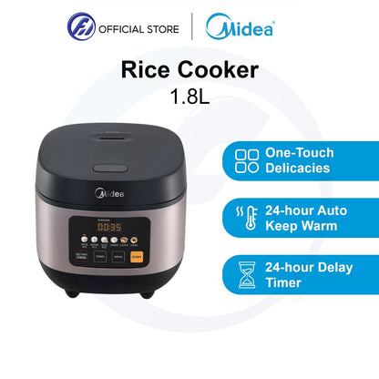 Midea MRD180B1ADRH Front View Panel Rice Cooker, 1.8L