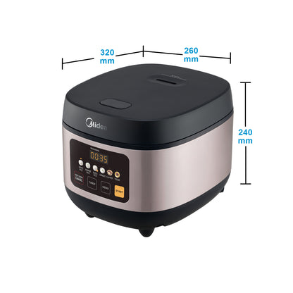 Midea MRD180B1ADRH Front View Panel Rice Cooker, 1.8L