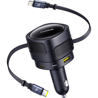 Baseus 90W Car Charger USB Type-C Dual 80cm Retractable Cable PD QC SCP AFC PPS Fast Charging For Tablet iPhone Samsung Huawei Xiaomi