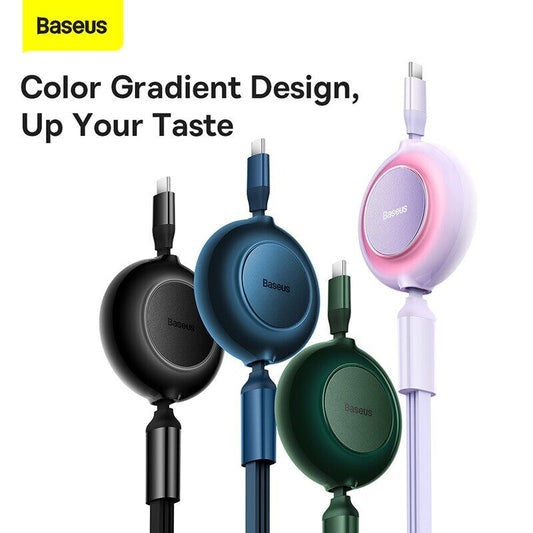 Baseus 3 in 1 Retractable 100W Fast Charging Data Cable For iPhone 14 Pro Max 13 12 11 X XR iPad Type C to Lightning Micro USB C Cable for Samsung S23 S22 Xiaomi Fast Charger Cable