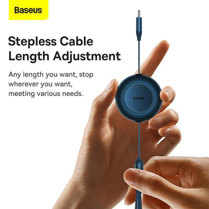 Baseus 3 in 1 Retractable 100W Fast Charging Data Cable For iPhone 14 Pro Max 13 12 11 X XR iPad Type C to Lightning Micro USB C Cable for Samsung S23 S22 Xiaomi Fast Charger Cable