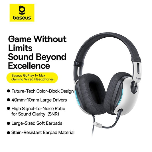 Baseus GoPlay 1+ Max Gaming Wired Headphones7.1 Virtual Surround Sound High SNR for Crisp Audio 40mm+10mm Dual Large Drivers